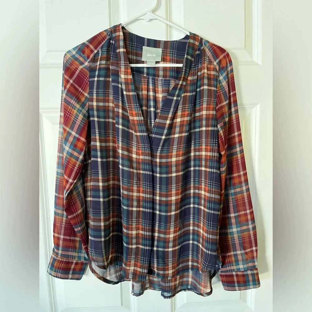 Anthropologie Maeve Plaid Blouse - Picture 2 of 5